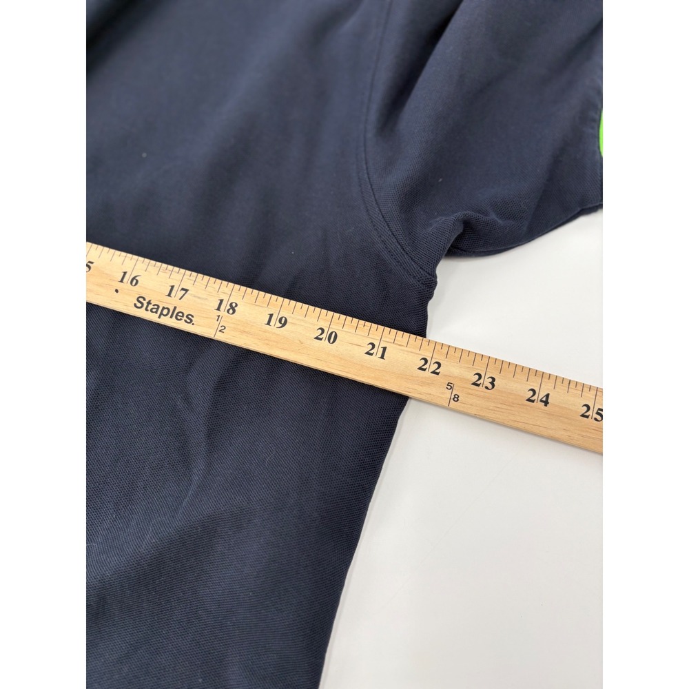 Psycho Bunny Mens Navy Blue Polo Shirt Neon Green Trim Embroidered Logo Size 8 - Picture 6 of 6